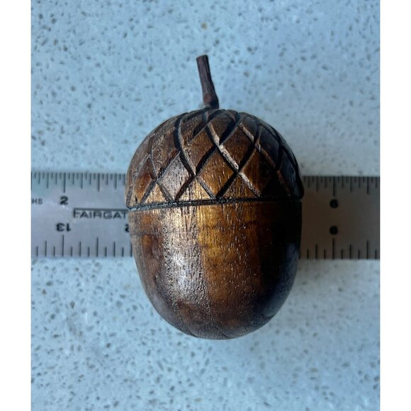 Handcrafted Wooden Acorn Decor Set Of 3 - Rustic Natural Finish - Picture 7 of 8